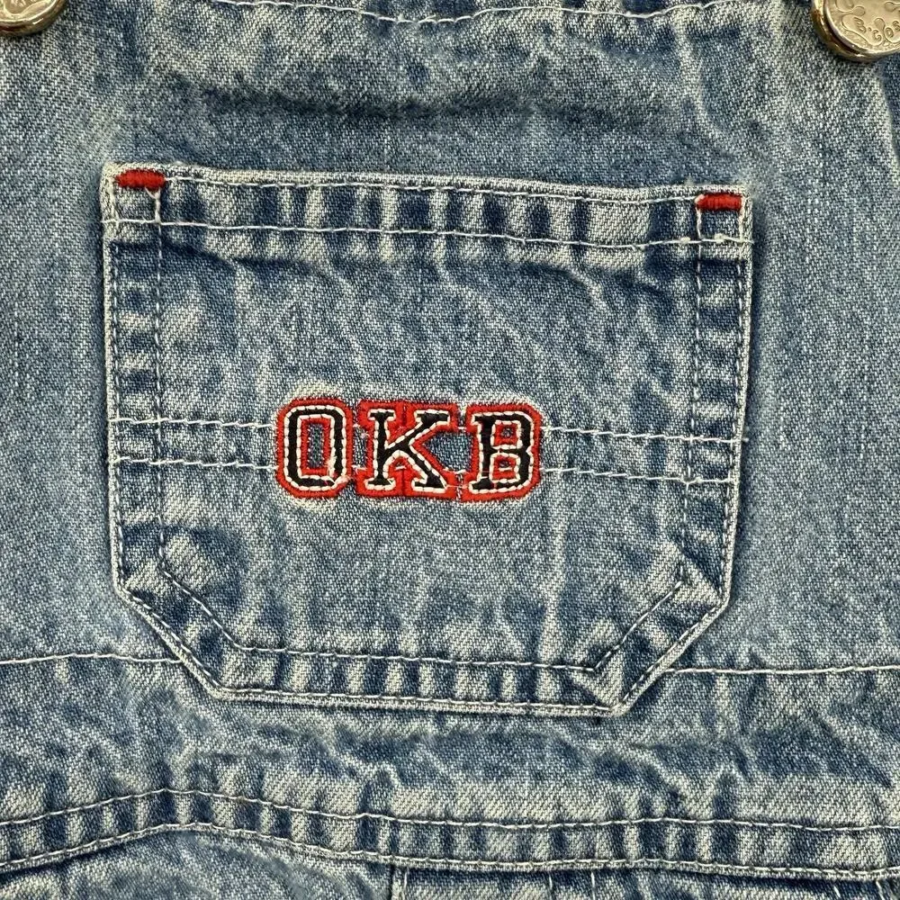 Oshkosh B’Gosh Y2K Baby Size 12 Mos Embroidered Truck Country Denim Bib Overalls
